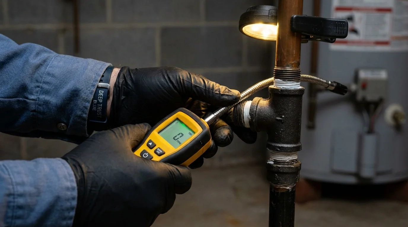 Gas leak detection with electronic sniffer by Johns Plumbing LLC in Kadoka